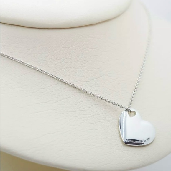 Tiffany & Co Puff Heart Sterling Silver Pendant Necklace 1435 - Picture 1 of 5